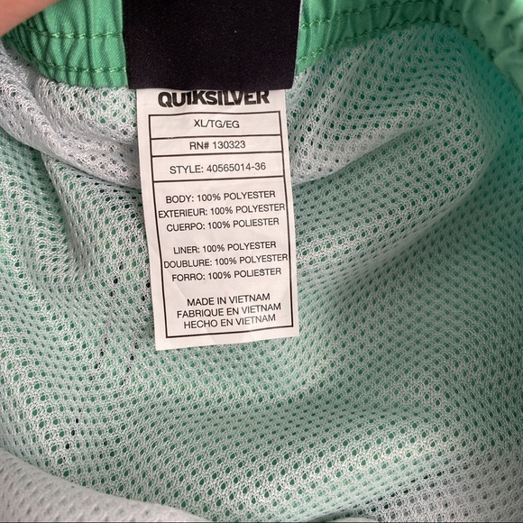 Quicksilver green mesh lined swim trunks XL - Picture 4 of 7